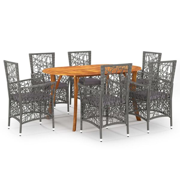 vidaXL 7-osainen Puutarhan ruokailuryhm&auml; harmaa