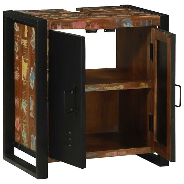 vidaXL Pesuallaskaappi hyllyll&auml; Ruskea Kierr&auml;tetty massiivinen puu