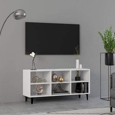 vidaXL TV-taso metallijaloilla korkeakiilto valkoinen 103,5x30x50 cm