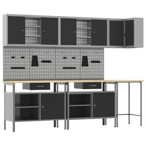 vidaXL Ty&ouml;p&ouml;yt&auml;kaappisarja laatikon kanssa 10 pcs Mustat ja harmaa