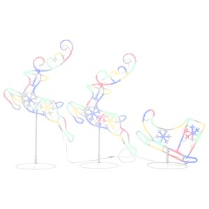 vidaXL Lent&auml;v&auml;t jouluporot ja reki akryyli 260x21x87cm v&auml;rik&auml;s