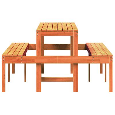 vidaXL Piknikpöytä vahanruskea 160x134x75 cm täysi mänty