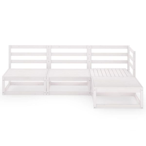 vidaXL 4-osainen Puutarhasohvasarja valkoinen t&auml;ysi m&auml;nty