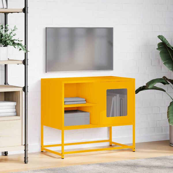vidaXL TV-taso sinapinkeltainen 68x39x60,5 cm teräs