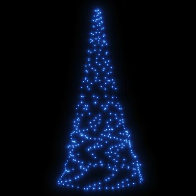 vidaXL Joulukuusi lipputankoon 200 sinistä LED-valoa 180 cm