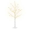 vidaXL Valkoinen LED-koivu l&auml;mmin valkoinen 48 LED-valoa 120 cm