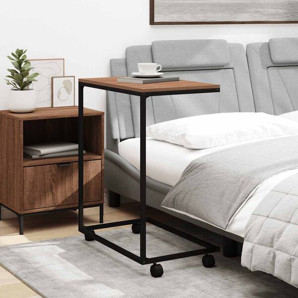 vidaXL Sivup&ouml;yt&auml; py&ouml;rill&auml; musta 55x35x70 cm tekninen puu