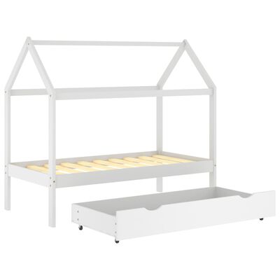 vidaXL Lasten sängynrunko laatikolla valkoinen täysi mänty 80x160 cm