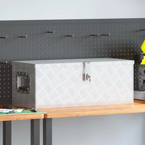 vidaXL S&auml;ilytyslaatikko hopea 70x31x27 cm alumiini