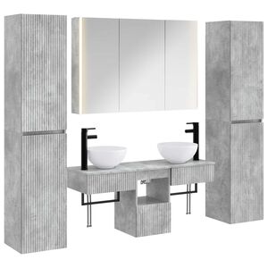 vidaXL Kylpyhuonekalustesetti 6 pcs Betoninharmaa Tekninen puu ja lasi