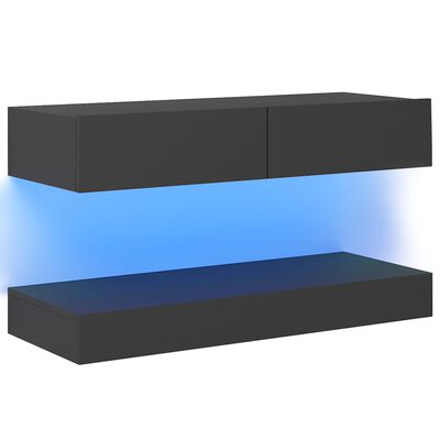vidaXL TV-taso LED-valoilla harmaa 90x35 cm