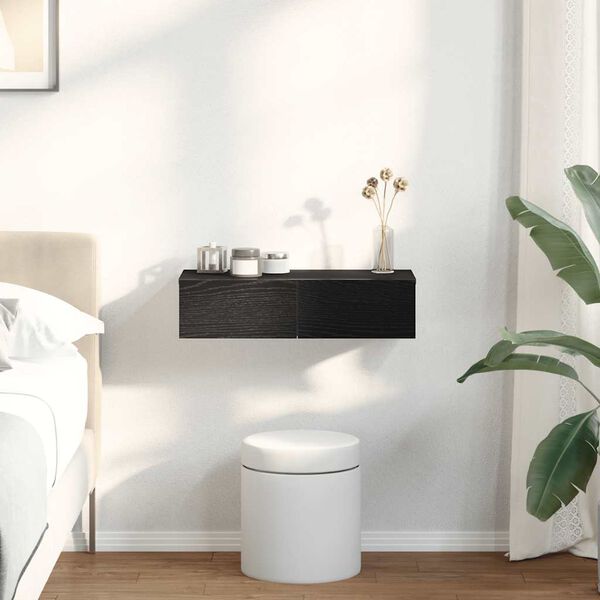 vidaXL Seinähylly laatikoilla musta 60x26,5x15 cm tekninen puu