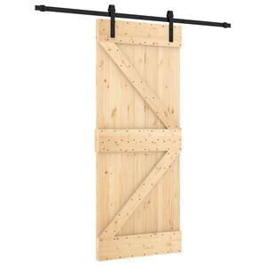 vidaXL Liukuovi 85 x 210 cm Massiivinen m&auml;nty (k&auml;sittelem&auml;t&ouml;n)