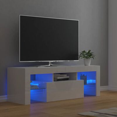 vidaXL TV-taso LED-valoilla korkeakiilto valkoinen 120x35x40 cm