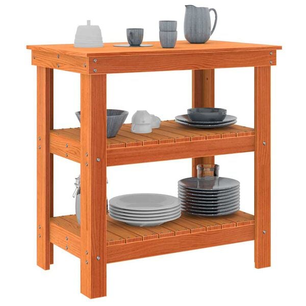 vidaXL Ty&ouml;p&ouml;yt&auml; Vaha ruskea 78,5 x 50 x 80 cm Massiivinen m&auml;nty