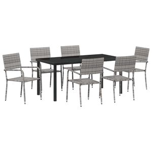 vidaXL Piharuokailu setti tyynyll&auml; 7 pcs Harmaa polyrottinki