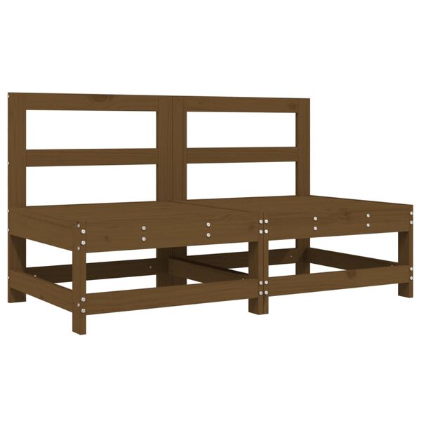 vidaXL Puutarhan keskisohvat 2 kpl hunajanruskea t&auml;ysi m&auml;nty