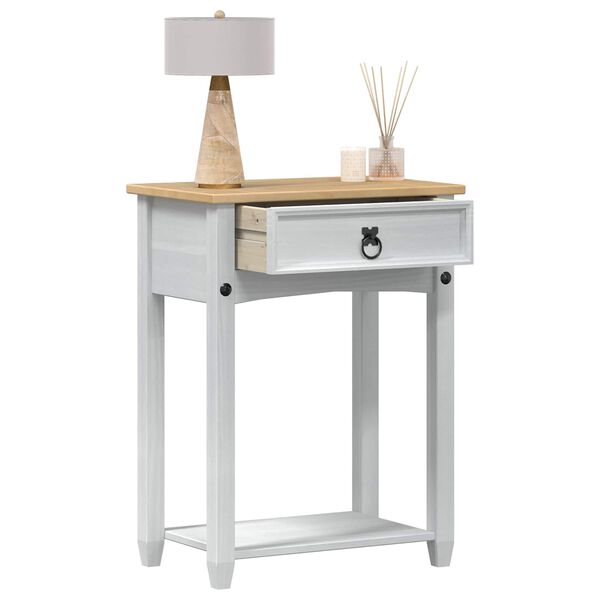 vidaXL Konsolip&ouml;yt&auml; Valkoinen 55 x 35 x 73 cm Massiivinen m&auml;nty