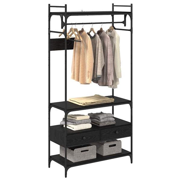 vidaXL Vaatekaappi Musta tammi 89 x 39 x 184.5 cm Tekninen puu