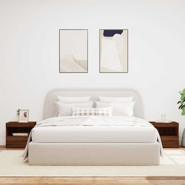 vidaXL Y&ouml;p&ouml;yd&auml;t LED-valoilla 2 kpl ruskea tammi 50x40x45 cm