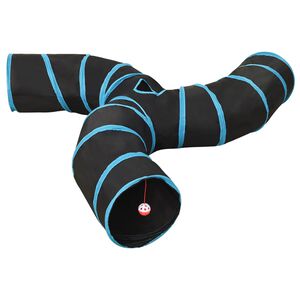 vidaXL Kissatunneli 3-osainen musta ja sininen 25 cm polyesteri