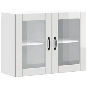 vidaXL Keitti&ouml;n sein&auml;kaappi lasiovella "Lucca" korkeakiiltoinen valkoinen tekninen puu