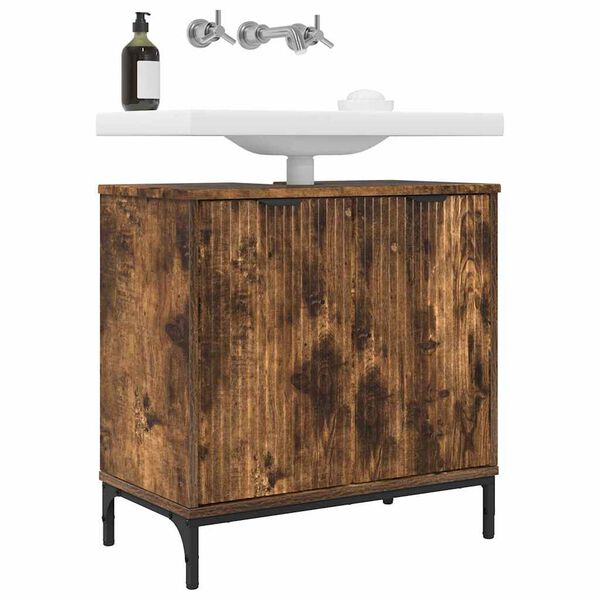 vidaXL Kylpyhuoneen allaskaappi ovella Savup&auml;hkin&auml; 60,5 x 33,5 x 61 cm