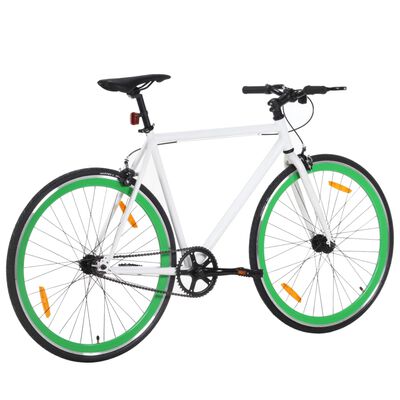 vidaXL Polkupyörä vaihteeton vihreä ja valkoinen 700c 55 cm