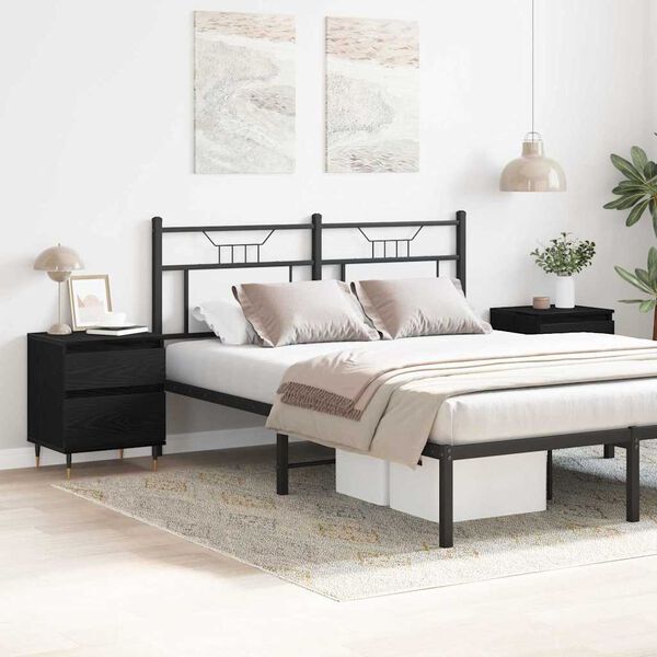 vidaXL Y&ouml;p&ouml;yt&auml;kaappi 2 pcs Musta tammi. 40 x 35 x 50 cm Tekninen puu