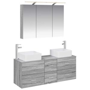 vidaXL Kylpyhuonekalustesetti 4 pcs Harmaa Sonoma Tekninen puu ja lasi