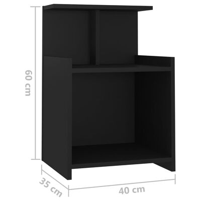 vidaXL Yöpöytä musta 40x35x60 cm lastulevy