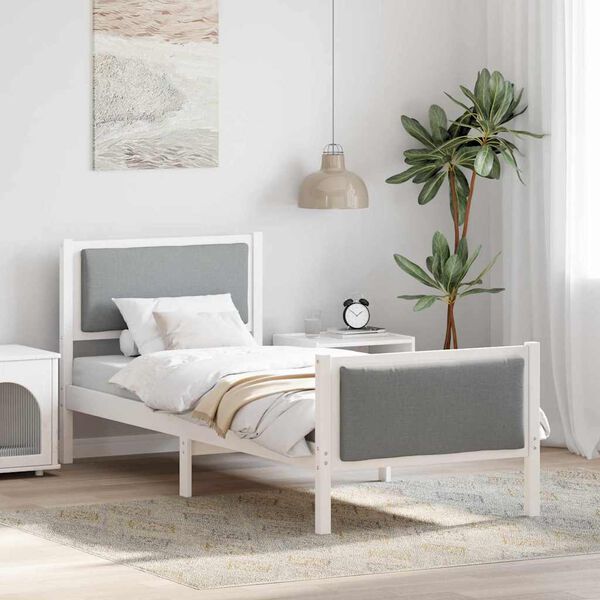 vidaXL Sängyn runko päätyllä Vaaleanharmaa 2FT6 Small Single kangas