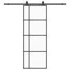 vidaXL Liukuovi asennustarvikkeilla musta 76x205 cm ESG lasi