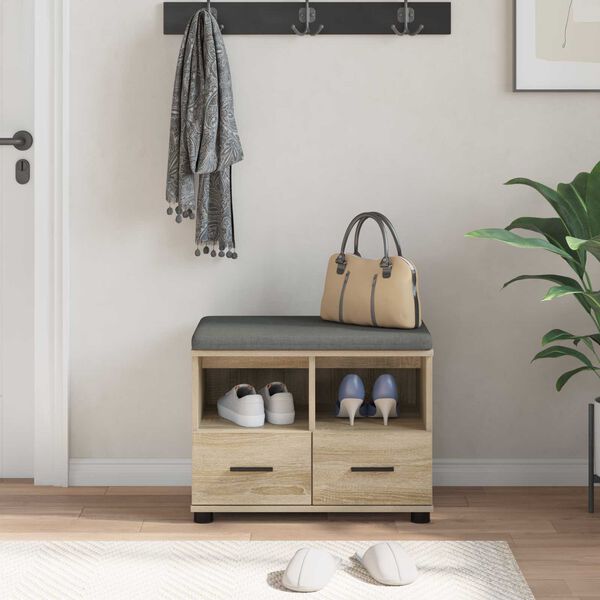 vidaXL Halli penkki tyynyll&auml; Sonoman tammi 60 x 38 x 46 cm