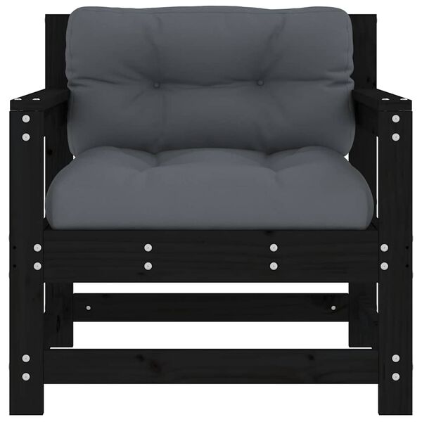 vidaXL Puutarhatuolit tyynyillä 2 kpl musta täysi mänty