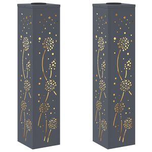 vidaXL Aurinko LED-polkuvalo 2 kpl L&auml;mpim&auml;n Valkoinen 18 x 18 x 80 cm