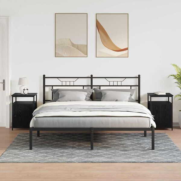 vidaXL Y&ouml;p&ouml;yt&auml;kaappi Musta tammi Tekninen puu