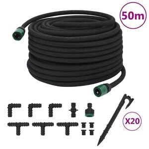 vidaXL Puutarhaletku musta 0,6" 50 m kumi
