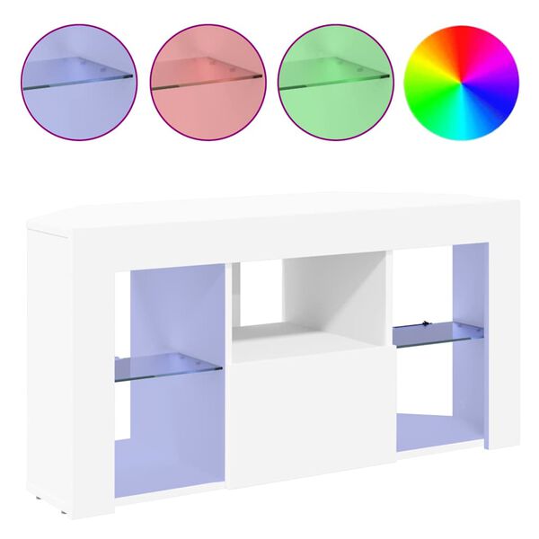 vidaXL Kulma LED TV -kaappi Valkoinen 100 x 40 x 50 cm Tekninen puu