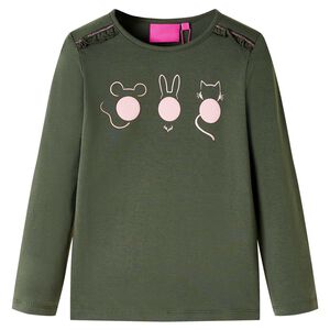 Lasten pitk&auml;hihainen T-paita khaki 104