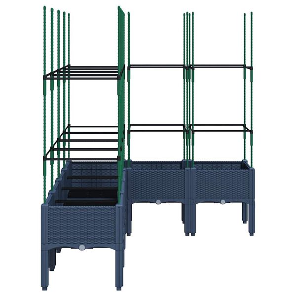 vidaXL Kukkalaatikko s&auml;leik&ouml;ll&auml; sininen harmaa 160x120x142,5 cm PP