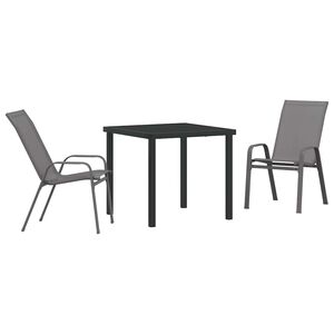 vidaXL Piharuokailu setti 3 pcs Harmaa ja musta Jauhemaalattu ter&auml;s