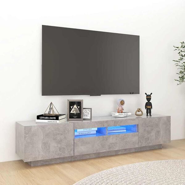 vidaXL TV-taso LED-valoilla betoninharmaa 180x35x40 cm