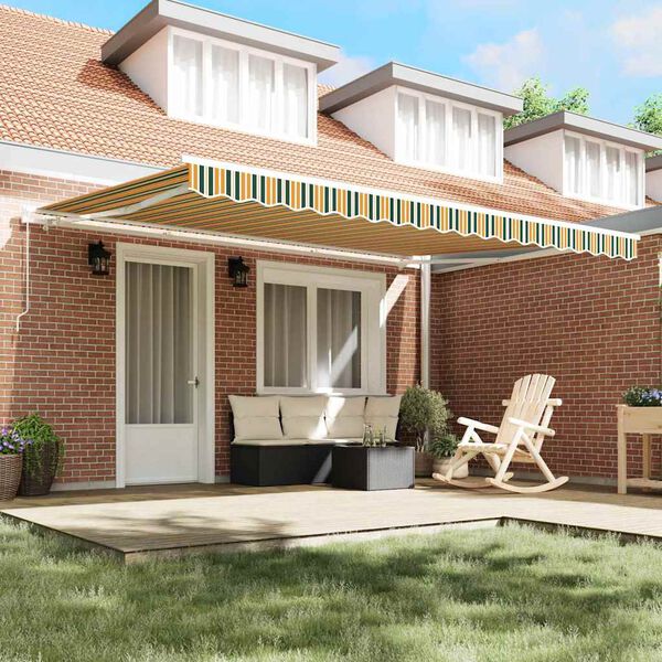 vidaXL Markiisin vaihtokangas Vihre&auml; ja keltainen 430 x 345 cm