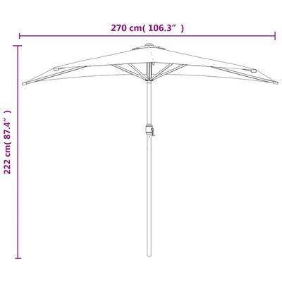 vidaXL Aurinkovarjo ulkotiloihin alumiinitanko 270x144 cm hiekka