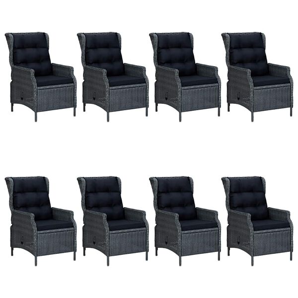 vidaXL 9-osainen Ulkoruokailuryhm&auml; tummanharmaa