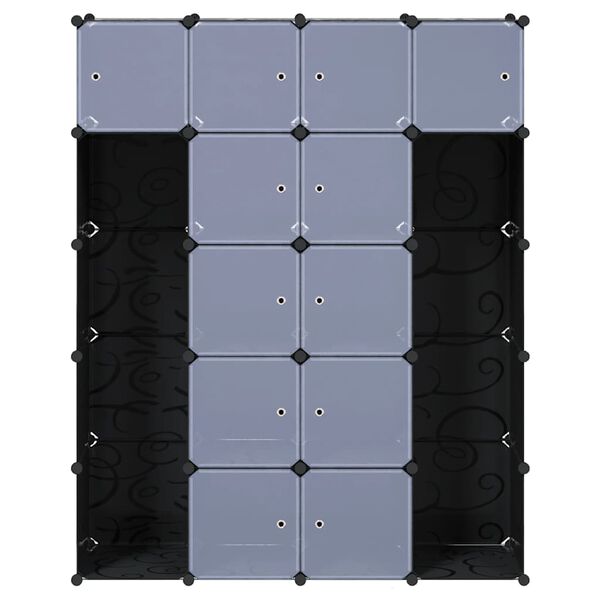 vidaXL Moduulikaappi 14 lokeroa 37x146x180,5 cm musta ja valkoinen