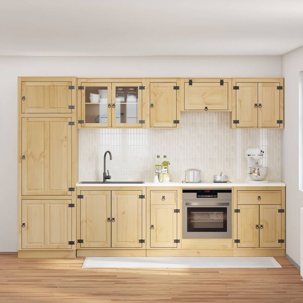 vidaXL Kaappi laatikon kanssa hyllyll&auml; 9 pcs Hunaja Massiivinen m&auml;nty