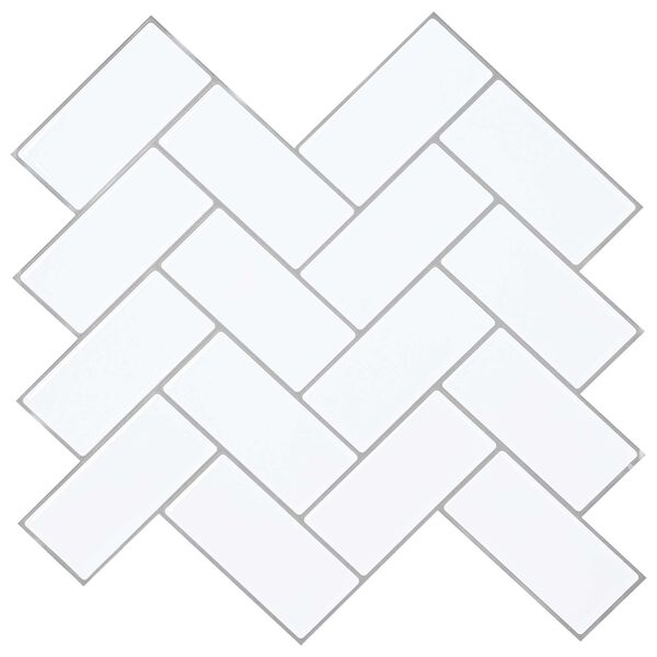 vidaXL Herringbone-laatta 10 pcs Valkoinen harmaa 30 x 30 cm