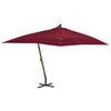 vidaXL Ulkoaurinkovarjo cantilever puutolppa 400x300 cm viininpunainen